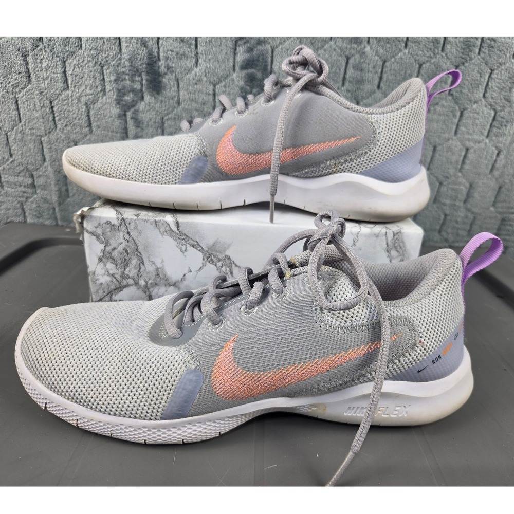 Nike Flex Experience Run 10 Womens Grey Orange Running Shoes CI9964-005 Size 7.5
